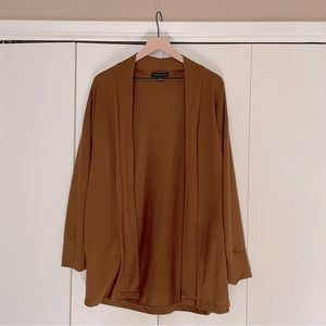 Sanctuary Open Front Jersey Cardigan, Size Small, Brown/Saddle